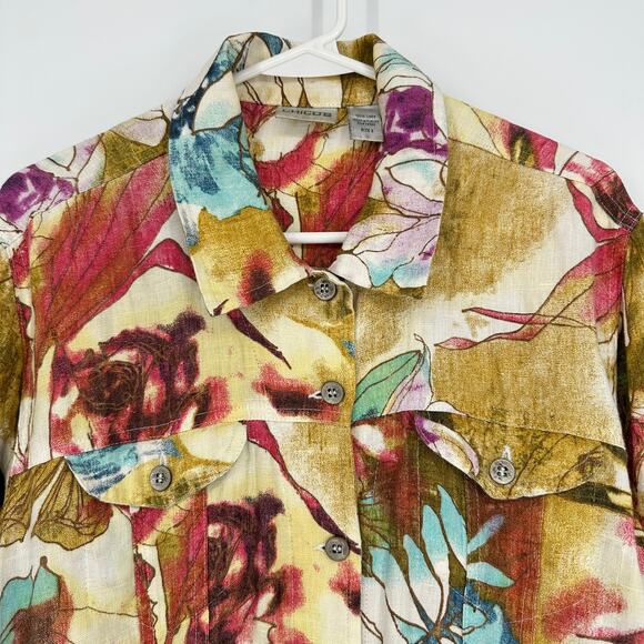 Chicos Jacket Womens MEDIUM Linen Lightweight Summer Spring Travel Boho Travel - Picture 2 of 10